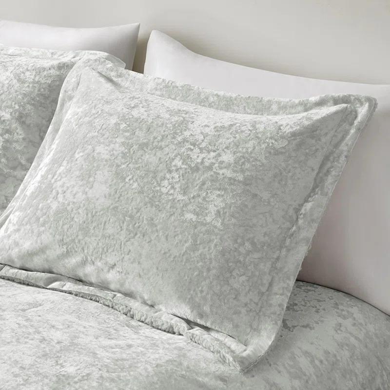 Twin/Twin XL Arabella Crushed Velvet to Faux Shearling Soft Reversible Teen Comforter Set Silver - Intelligent Design: Hypoallergenic Velvet Bedding