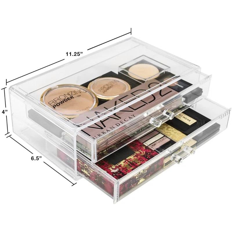 Sorbus Sorbus Stackable Clear Acrylic Makeup, Cosmetics, and Jewelry 2-Drawers Organizer