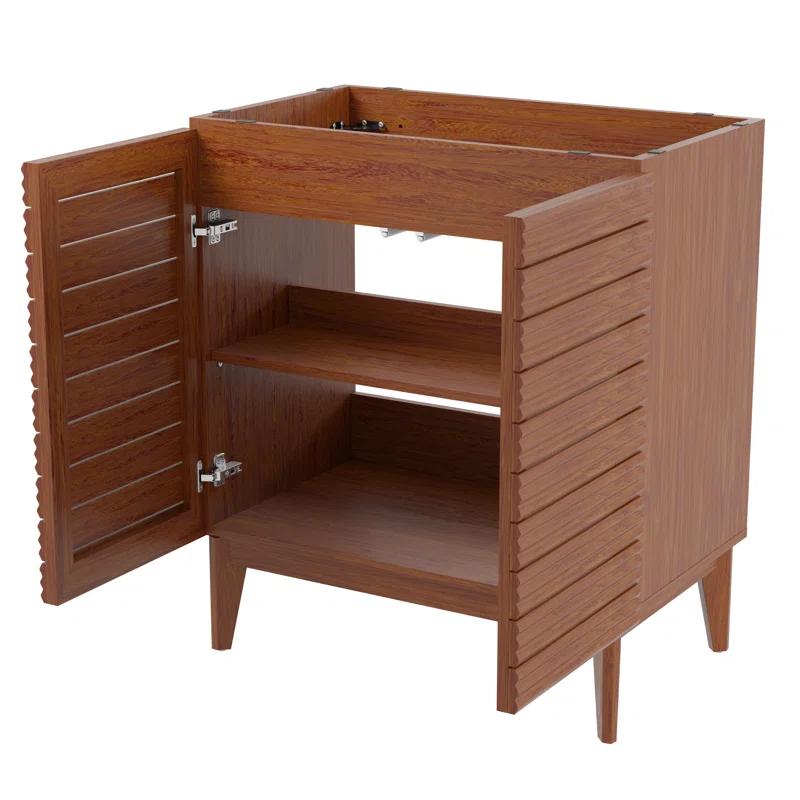 Calandre 30" Slat Modern Farmhouse 2-Shelf Bath Vanity Cabinet Only (Sink Basin not Included)