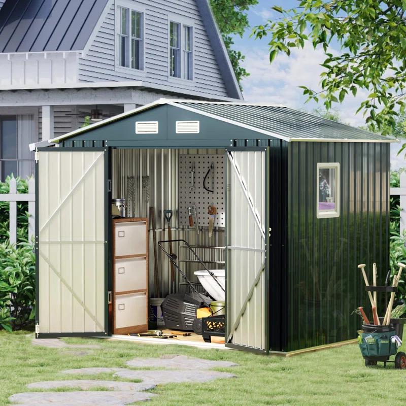 LAVRE 10X12 FT Outdoor Metal Storage Shed with Windows