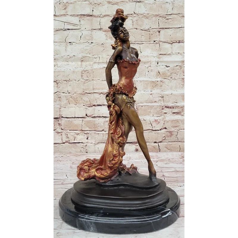 Williston Forge Wild West Saloon Courtesan Girl 19Th Century Woman In Colorful Corset Bronze Statue Sculpture 15 Inches X 9 Inches