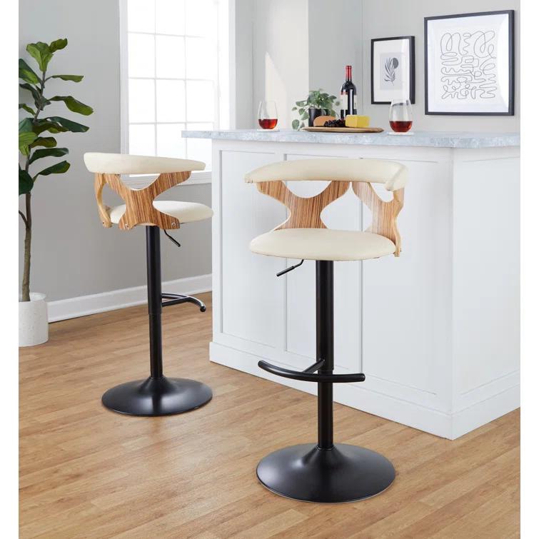 LumiSource Gardenia Swivel Upholstered Adjustable Height Counter Stool with Metal Frame (Set of 2)