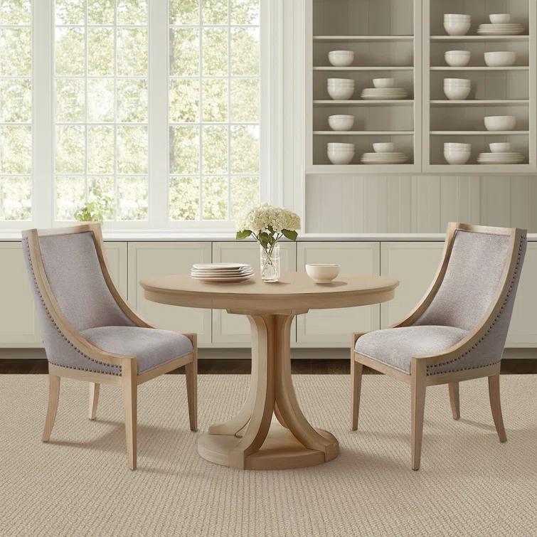 Martha Stewart Martha Stewart Elmcrest Wood Upholstered  Dining Chair with Nailhead Trim