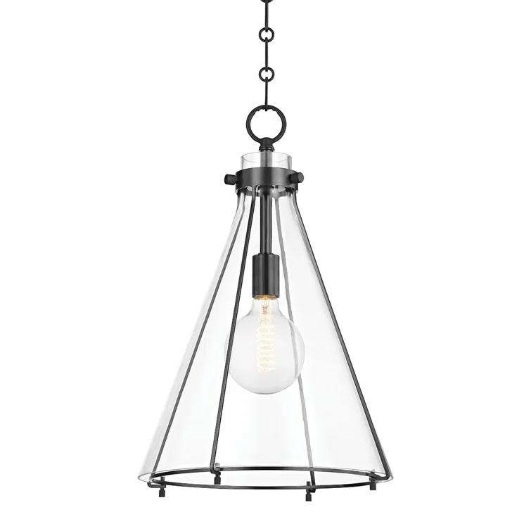 Sybil Pendant Light - Clear / Flared / Antique Brass