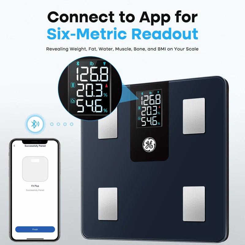 MODERN WALLS LLC Smart Scale For Body Weight And Fat Percentage With All-In-One LCD Display, Digital Bathroom Weight Scales Bluetooth Body Composition Analyzer, Accurate Weighing, 396 Lbs
