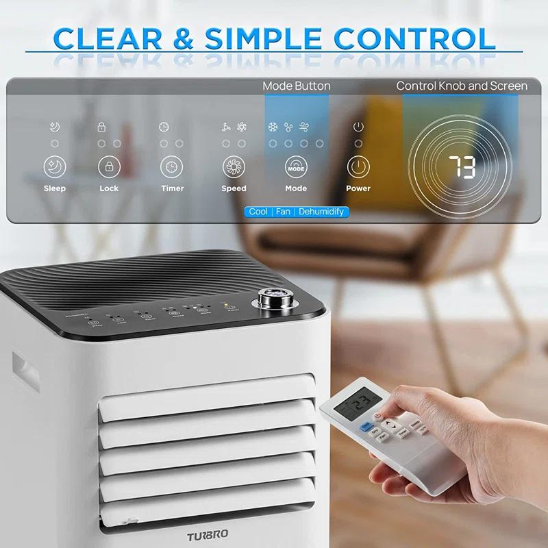 TURBRO TURBRO Portable Air Conditioner, Dehumidifier and Fan, 3-in-1 Floor AC Unit, Remote Included