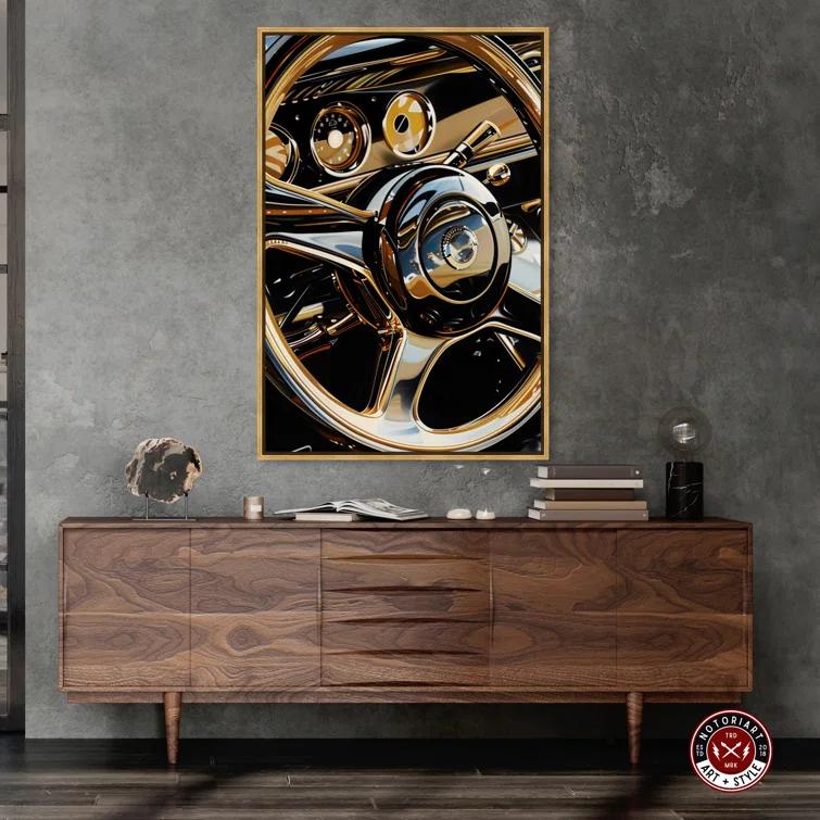 Notori Art Notoriart Elegant Steering Wheel Framed Car 1 Piece Canvas Wall Art