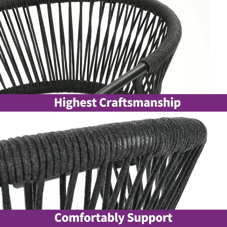 Adila Metal Outdoor Stacking Dining Armchair with Cushion (Set of 6)