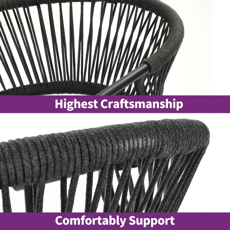 Adila Metal Outdoor Stacking Dining Armchair with Cushion (Set of 6)