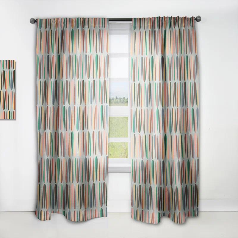 Design Art Retro Abstract Drops V - Mid-Century Curtain - Velvet Room darkening - 1 panel