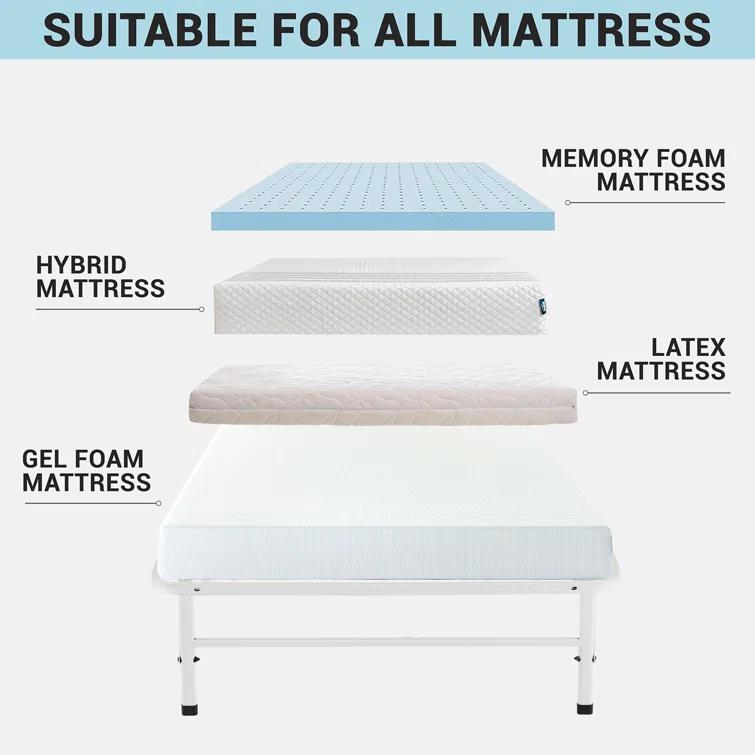 Alwyn Home Muscoy 14" Foldable Steel Bed Frame, No Box Spring Needed, Underbed Storage , Easy Assembly