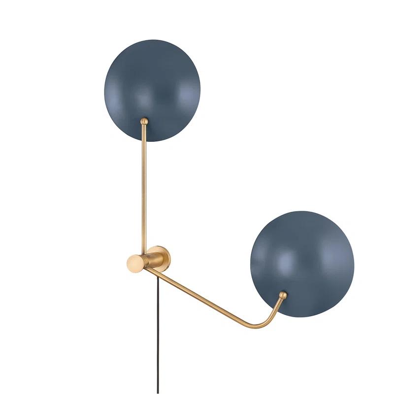 Sereno 2-Light Plug-In Sconce - Blue and Brass