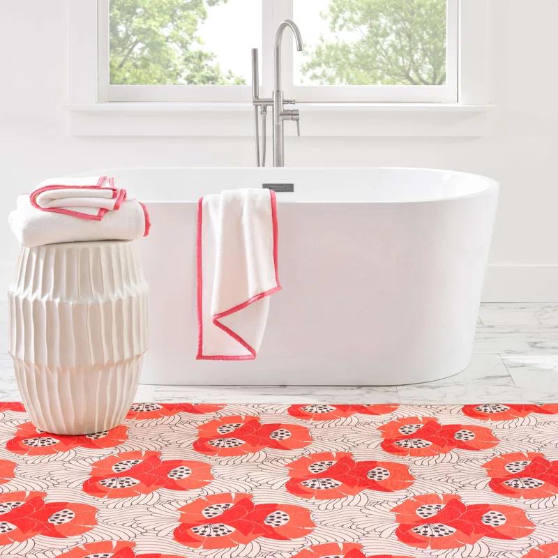 Dash and Albert Rugs Japanese Poppy Multi Machine Washable Rug