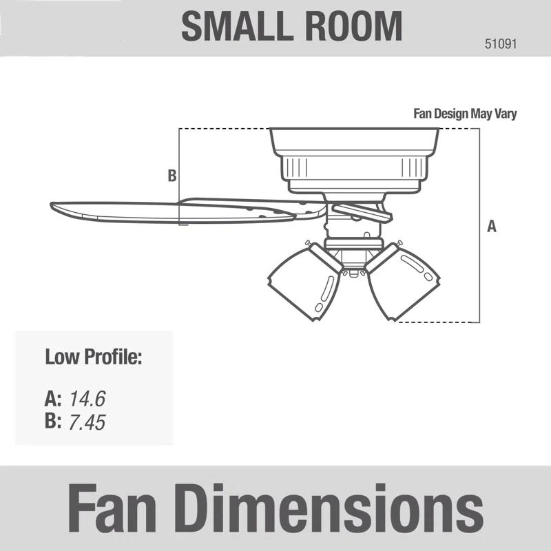Hunter Fan 42" Builder Low Profile 5 - Blade Flush Mount Ceiling Fan with Pull Chain and Light Kit Included