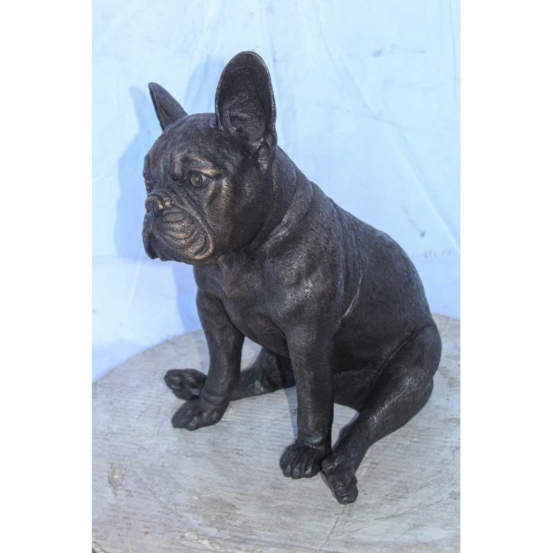 NIFAO Nifao Collection Bronze Statue of French Bulldog Sitting, Elegant Canine Decor 12" x 12" x 17"H