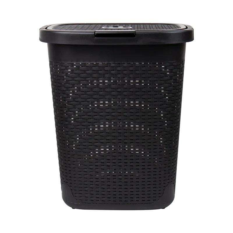Mind Reader 40L Slim Laundry Hamper, Clothes Basket, Lid, Wicker Design, Plastic & Reviews | Wayfair