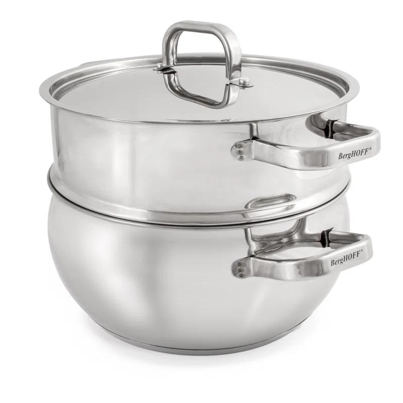 BergHOFF SS 18/10 5.5 Qt Stock Pot With SS Lid, Belly Shape, 9.5"