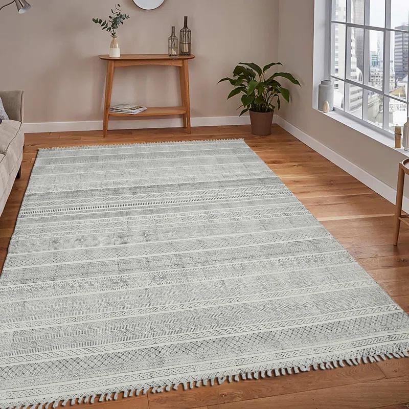 AMER Rugs Dune Alliya Charcoal Flatweave Cotton Area Rug
