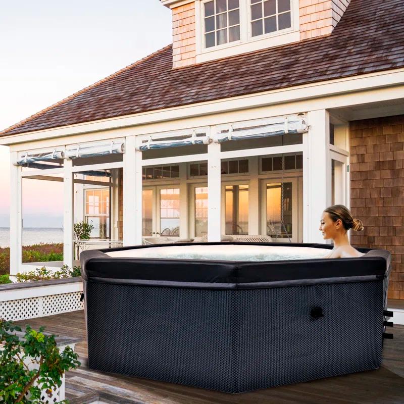 Pool Central Avenli Aegean 6-Person Rigid Foam Wall Portable Hot Tub Spa