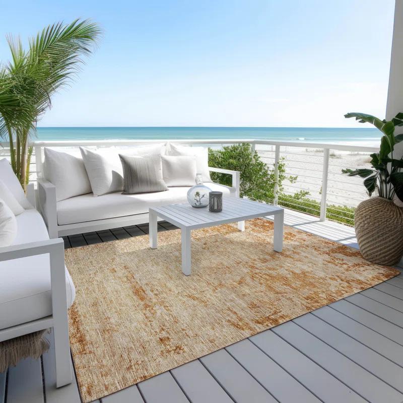 Machine Washable Indoor/Outdoor Cicel ACN1164 Copper Rug