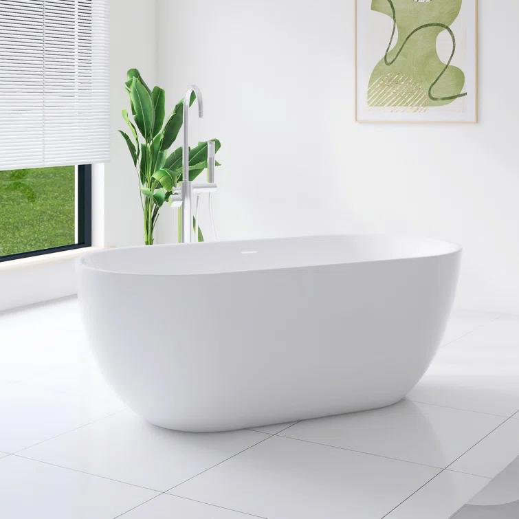 Staykiwi 67'' x 29'' Freestanding Soaking Plastic / Acrylic Bathtub JJCS04BT-67