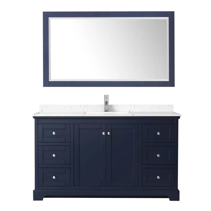 Wyndham Collection Avery 60'' Single Bathroom Vanity with Marble Top with Mirror