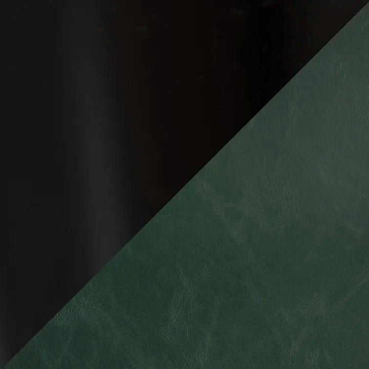 LumiSource Clara-Durango Contemporary Dining Set In Black Metal, Clear Glass And Green Vintage Faux Leather With Orange Zig Zag Stitching - 5 Piece