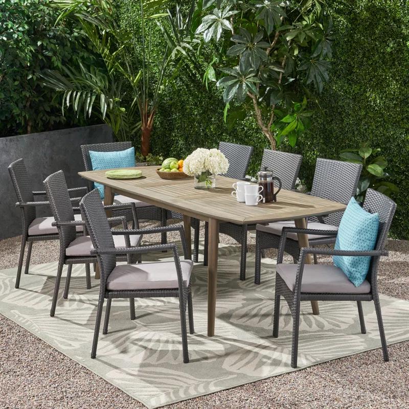Highland Dunes Reinhard Rectangular 8 - Person 71" Long Dining Set with Cushions