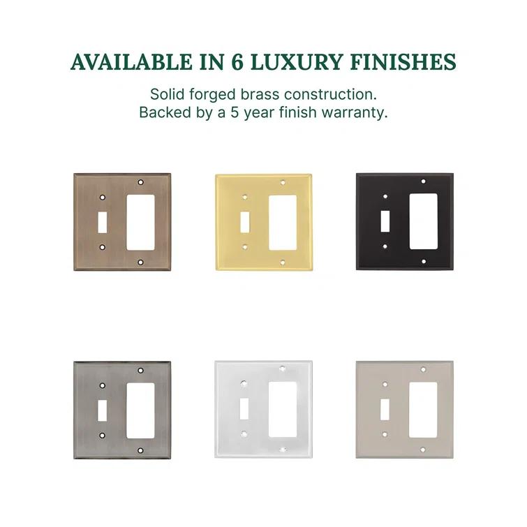 New York 2-Gang Toggle Light Switch / Rocker Combination Wall Plate