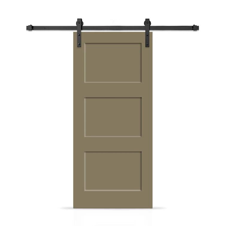 Calhome 3 Panel Shaker Painted Composite Modern Interior Sliding Barn Door with Hardware Kit