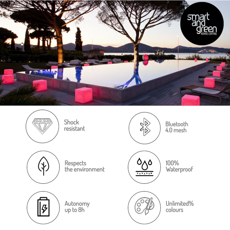 Smart & Green Dice Battery Powered Integrated LED Color Changing Outdoor Table Lamp