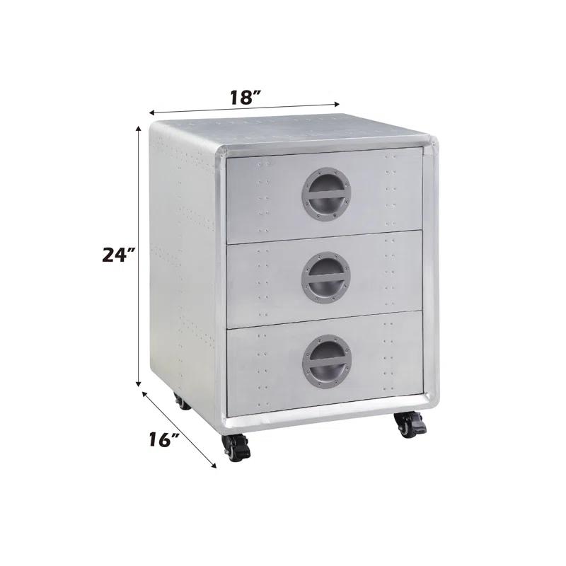 ACME Furniture Brancaster 3-Drawer Cabinet in Aluminum