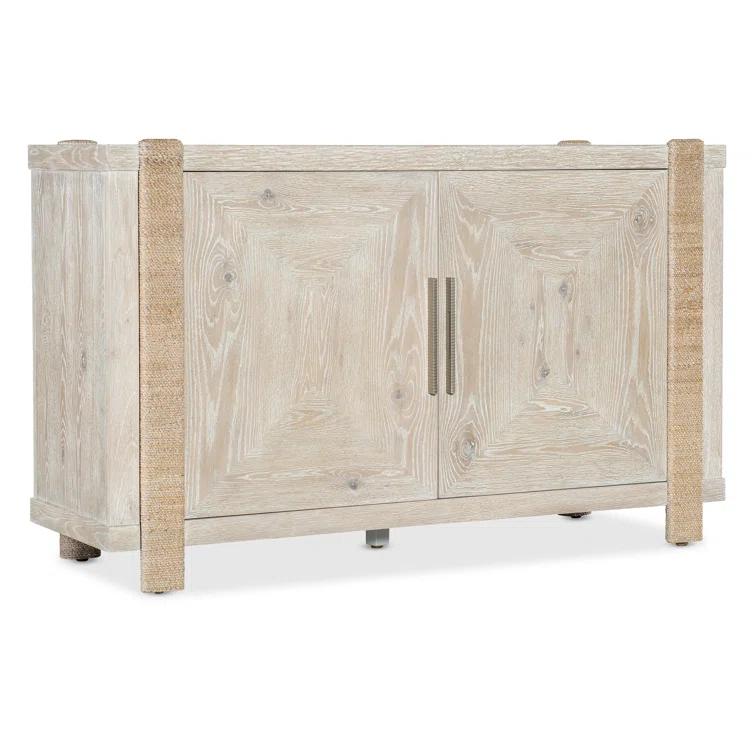 Beige Oak Veneer Transitional Sideboard with Rope-Wrapped Legs