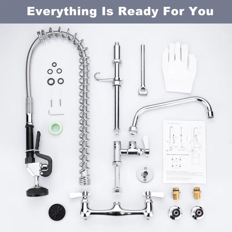 iVIGA Commercial Kitchen Faucet with Pre-Rinse Sprayer 36 Inch 2314300C-36-WF