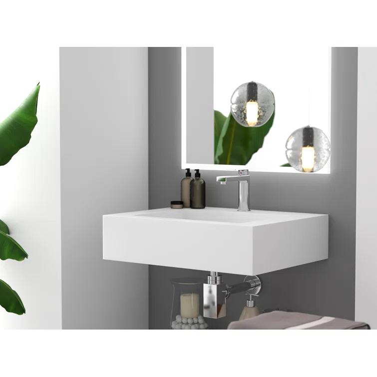 CastelloUSA Pyramid 24" Wall-Mounted Modern Bathroom Sink with Ramp Basin CB-GM-2053-24