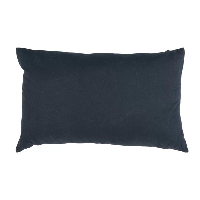 Navy and White Striped Rectangular Throw Pillow