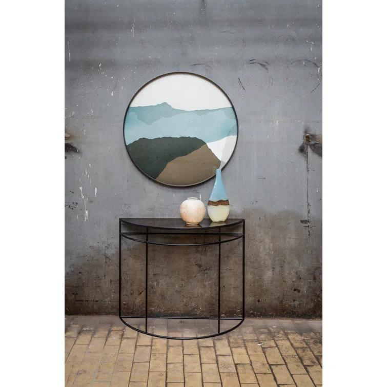 Wabi Sabi Graphite Round Glass Tray with Autumn Tones