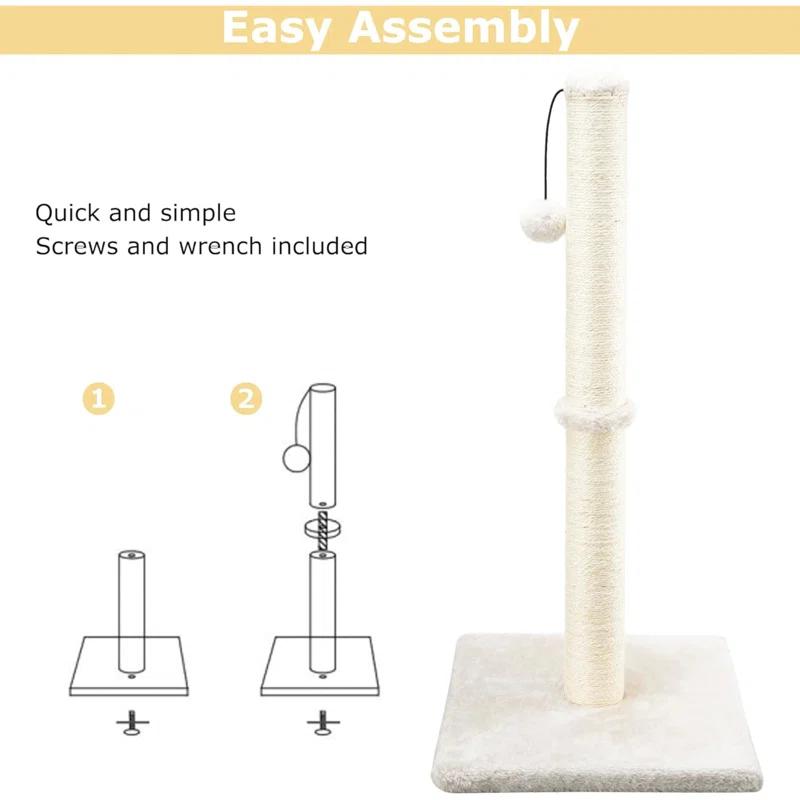 Tucker Murphy Pet™ 29" Tall Cat Scratching Post, Scratch Posts With Sisal Rope And Hanging Interactive Toy Ball For Indoor Cats And Kittens