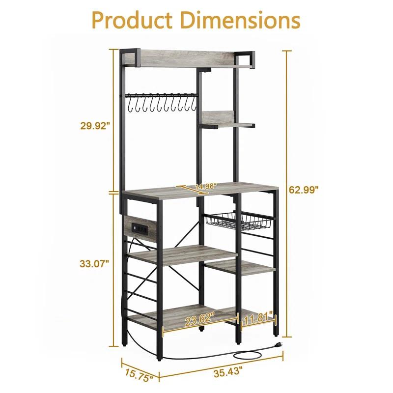 17 Stories Bakers Rack With Power Outlet, Kitchen Bakers Rack Microwave Stand
