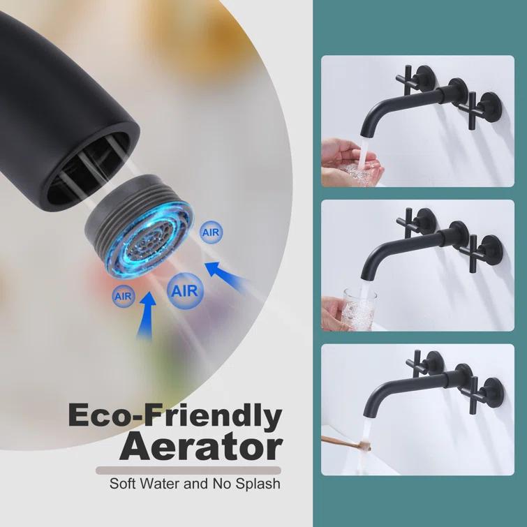 2-Handle 3-Hole Wall Mounted Roman Tub Faucet With 360° Swivel Spout