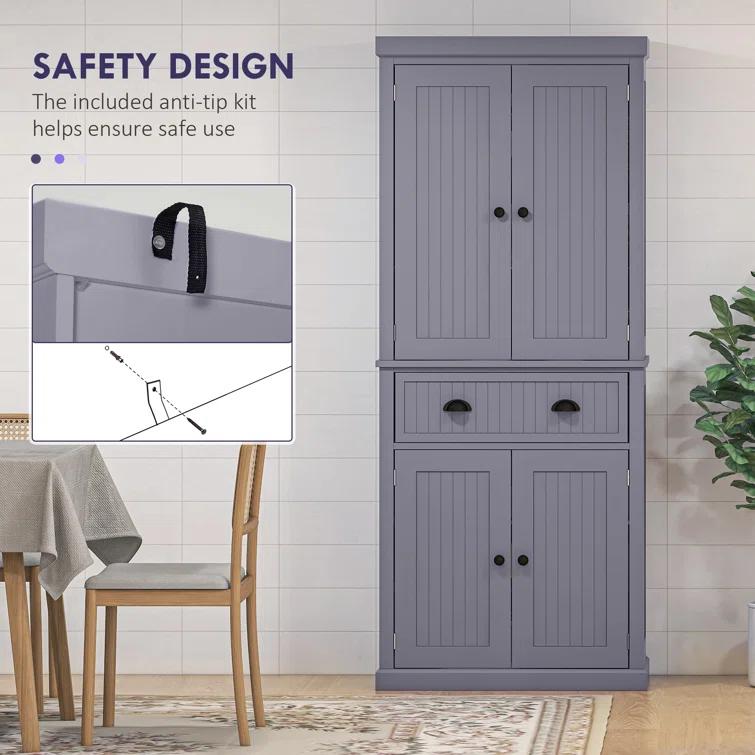 Winston Porter 72" Kitchen Pantry Cabinet Cupboard with Doors