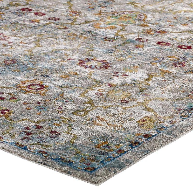 Modway Modway Porch & Den Fauntleroy Distressed Vintage Floral Lattice Area Rug