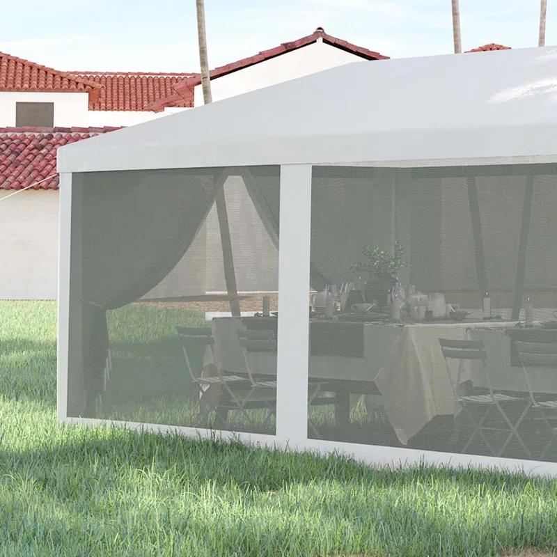 Tryimagine Outsunny 10' X 28' Party Tent Canopy, Outdoor Event Shelter Gazebo With 8 Removable Mesh Sidewalls, Zipper Doors, Steel Frame