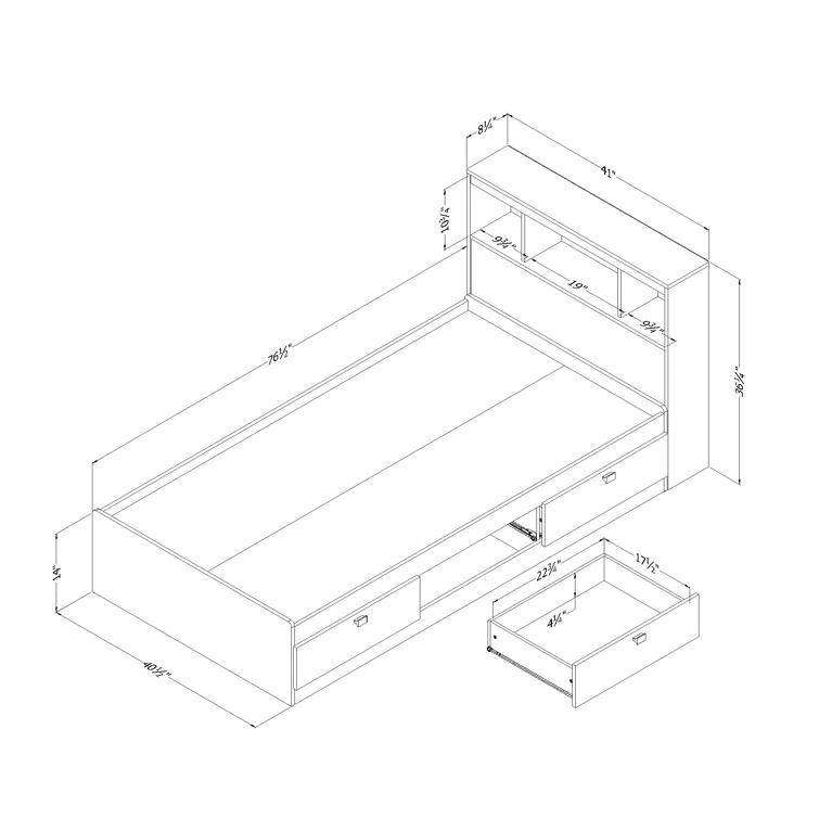 South Shore Spark Twin Mate's & Captain's Bed with Drawers