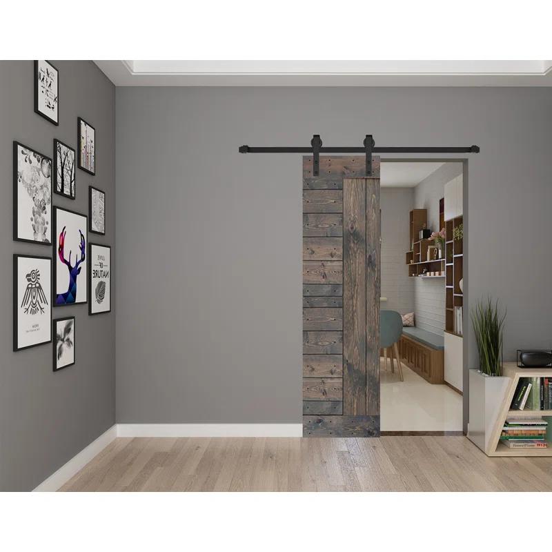 Mr. Wood L Series Paneled Wood Painted Barn Door without Installation Hardware Kit