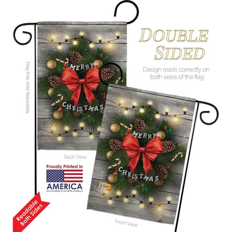 Ornament Collection Double Sided 18.5'' H x 13'' W Polyester Christmas Flag Set