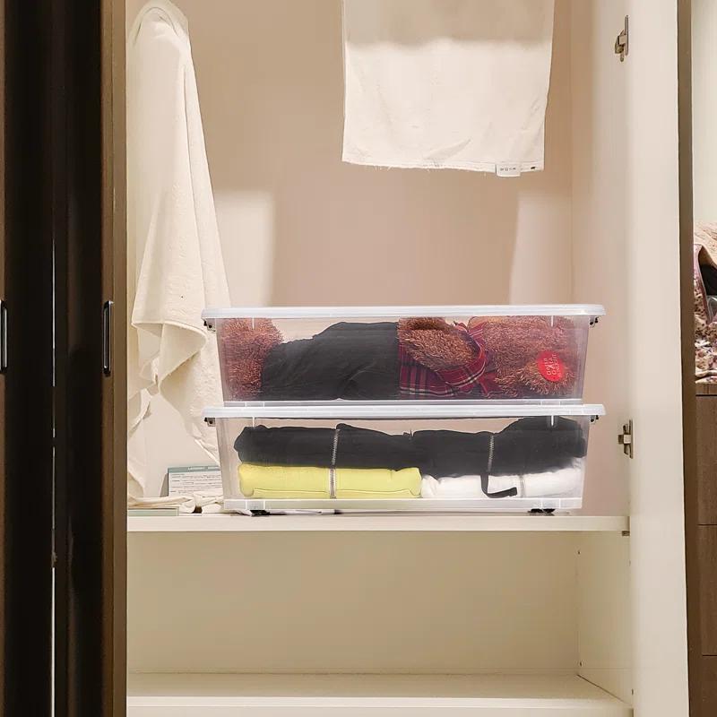 Sorbus 40qt Clear Underbed Stackable Storage Bins with Lids and Handles, 2-Pack