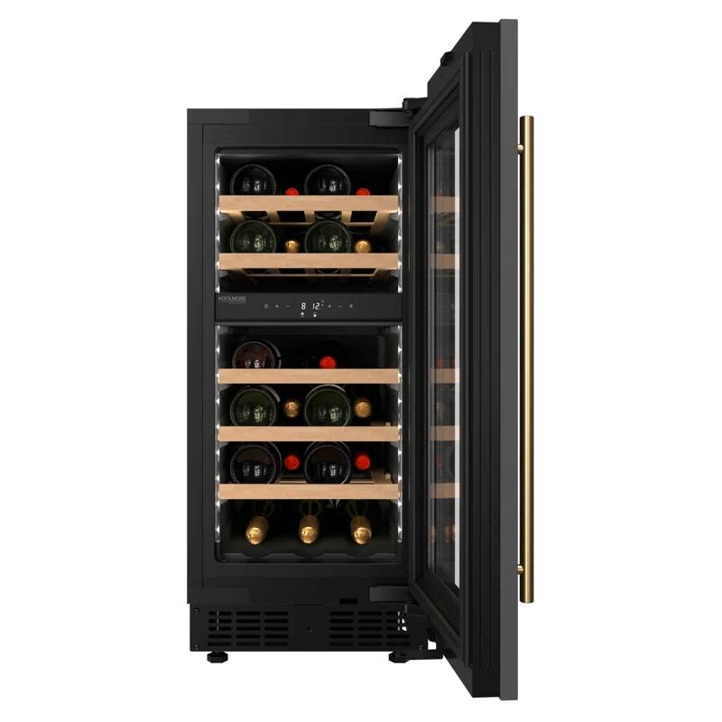 KoolMore KoolMore Reserve 15 in. Under-Counter Panel Ready Dual Zone 23 Bottle Wine Cooler Shelves