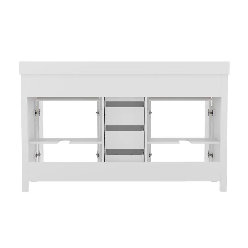 Flash Furniture Bathroom Vanity With 2 Sinks, 2 Storage Cabinets, And 6 Drawers & Reviews | Wayfair