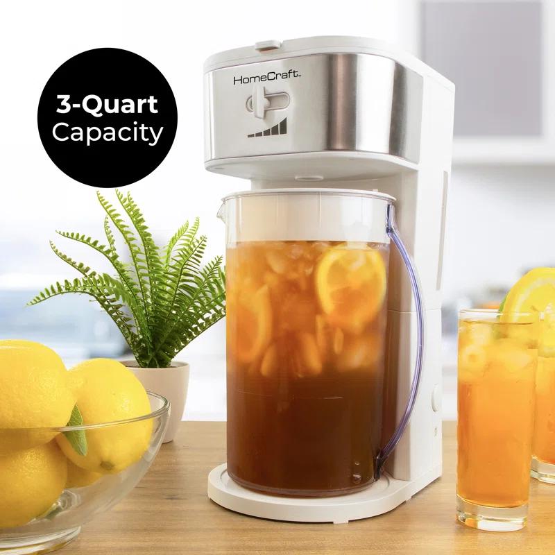 HomeCraft 3-Quart White Stainless Steel Café' Ice Iced Coffee and Tea Brewing System